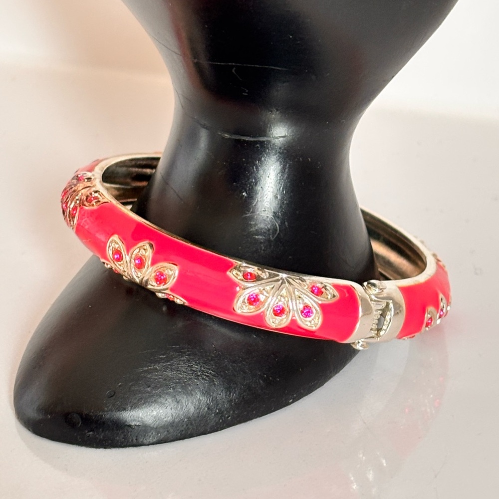 🌷5/25$ Pink enamel rhinestones bracelet by Avon